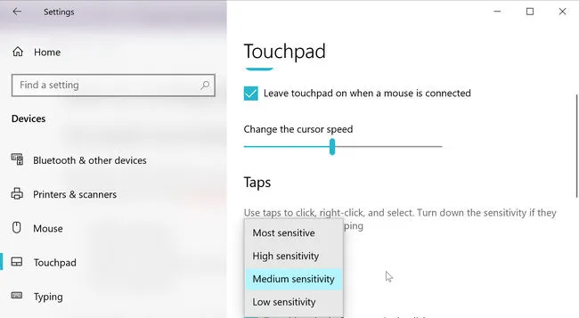 configurar sensibilidad touchpad