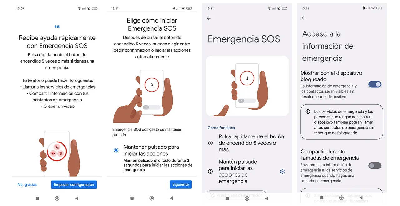 botón de emergencia SOS Android